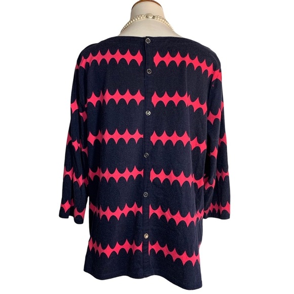 Talbots Pink & Navy Lava Lamp 3/4 Sleeve Top w/ Buttons Down the Back, [Sz 2X] - Picture 6 of 8